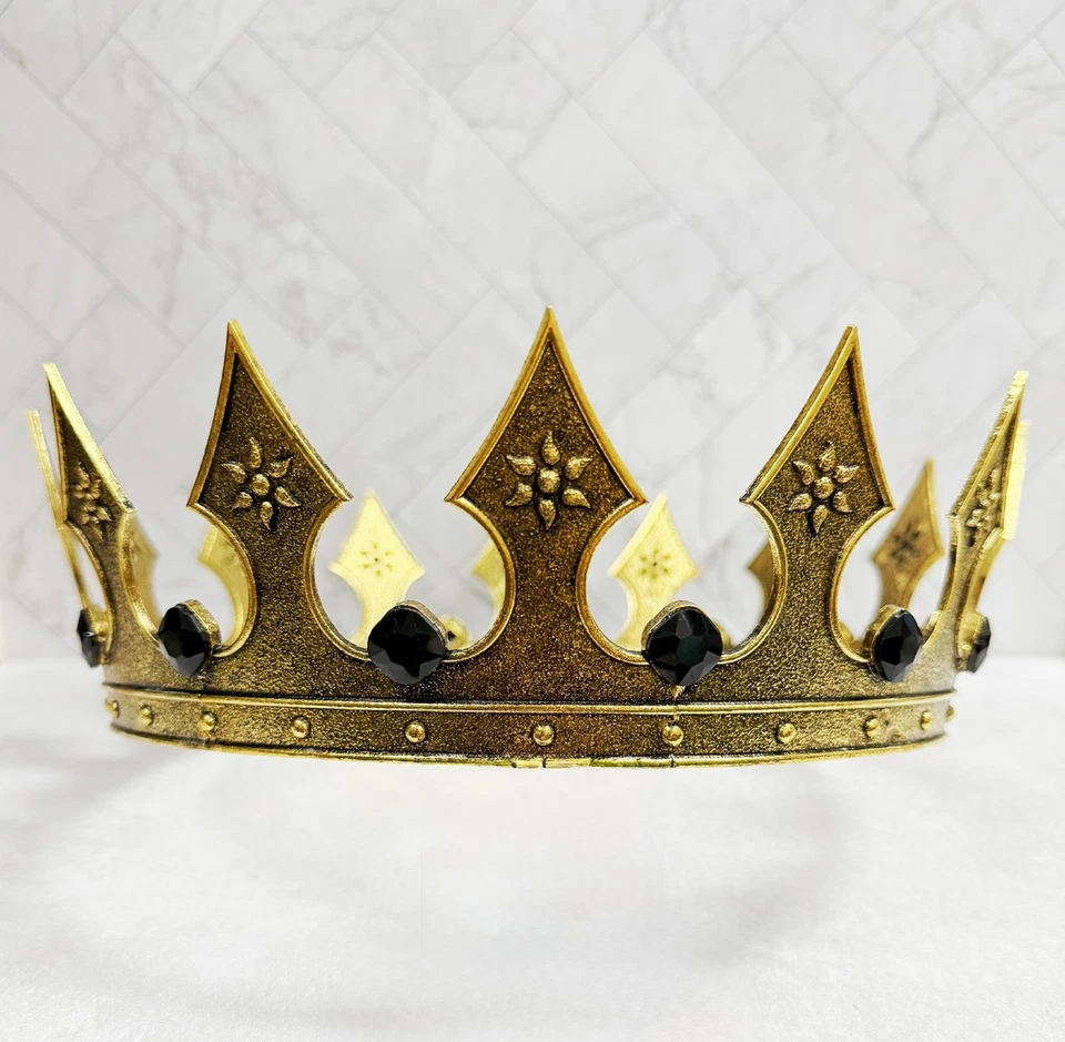 Regal Gold Crown, Royal Renaissance Crown, Medieval Costume, Black Stone Crown - Image 4 of 4