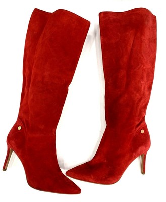 red suede tall boots