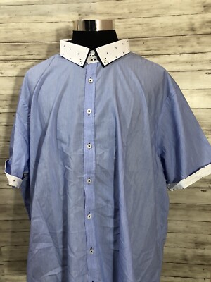 Jacamo Shirt Mens 3XL Blue Button Up Short Sleeve Solid New Big  N24