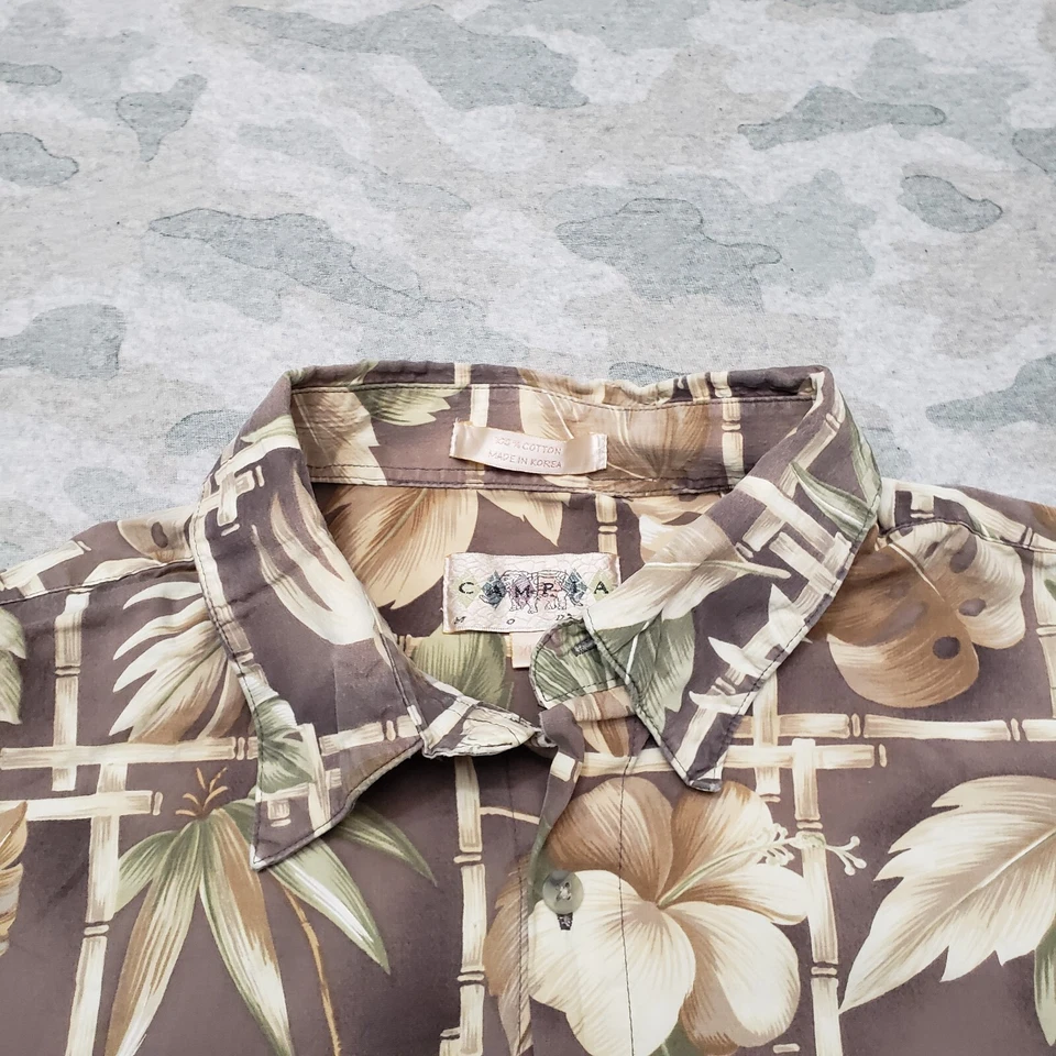 Campia Shirt Mens XLT Brown Floral Short Sleeve Button-Up Hawaiian Beach - Image 4 of 4