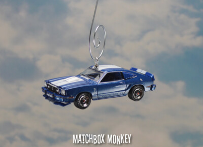 Blue 1976 Ford Mustang II Cobra II 1/64 Custom Christmas Ornament