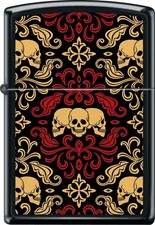 Zippo Day Of The Dead Skulls Ornament Tattoo Art Brushed Black Windproof Lighter