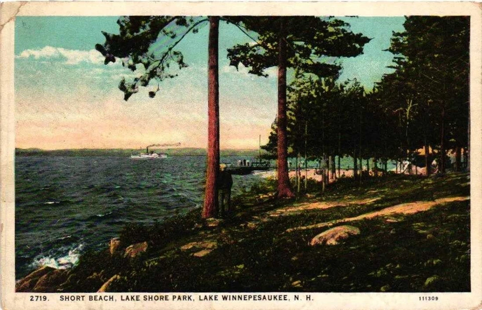 US POSTAL HISTORY LAKEPORT TO MASS 1928 LINEN SHORT BEACH PARK NH - Image 2 of 2