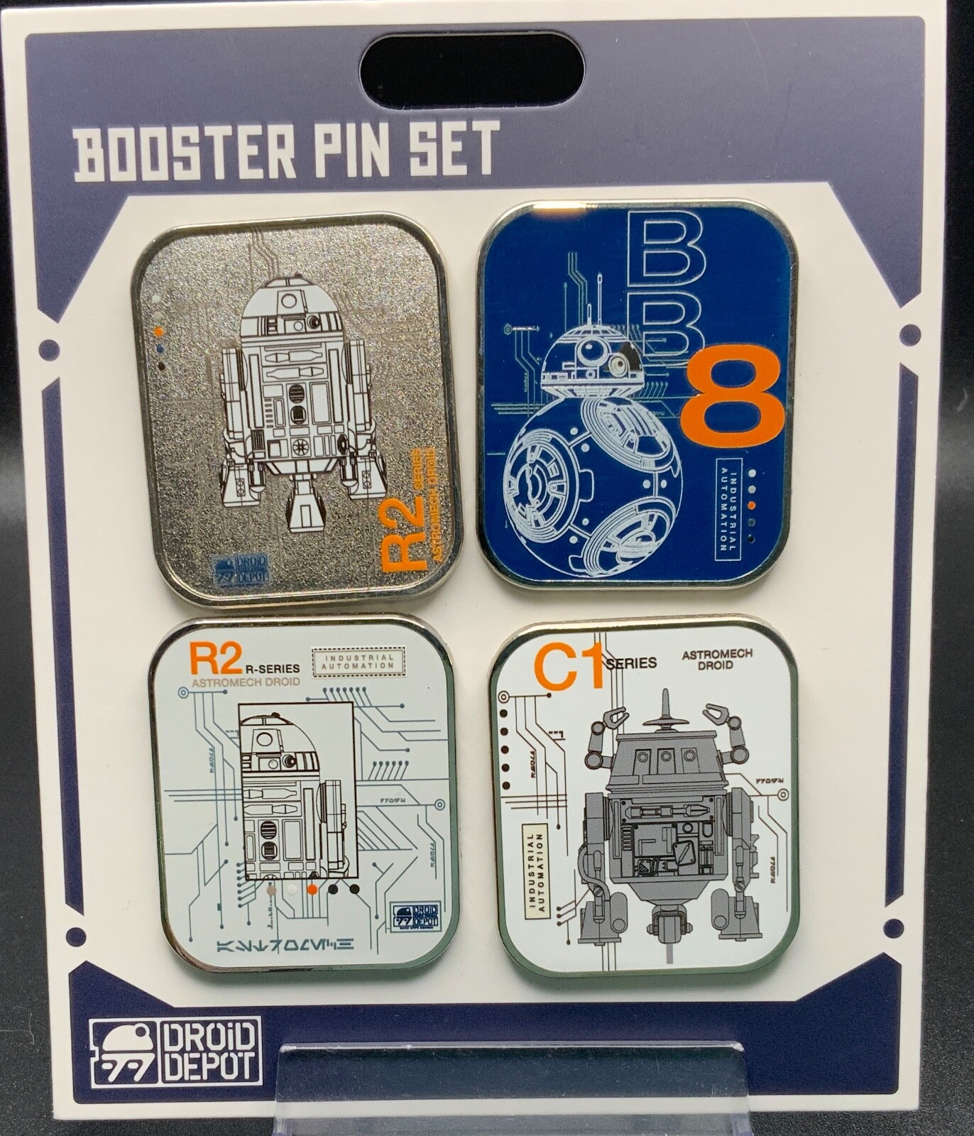 Disney Star Wars 2022 Droid Booster pin set R2-D2, BB-8, C1-10 
