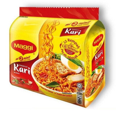 MAGGI Curry 2 Minutes Instant Noodles Delicious 1 Pack x 5 pcs Malaysia Favorite