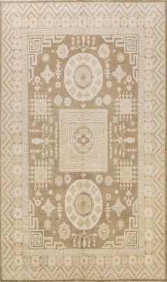 Muted Vegetable Dye Geometric Khotan Oriental Area Rug Hand-knotted Wool 9x12 ft