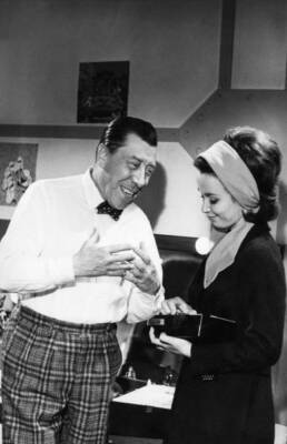 Fernandel and Eliane d'Almeida on the set of 'Blague dans le c- 1963 Old Photo