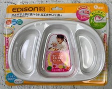 Baby Plate White Yellow Divided Kids Sectioned Plate