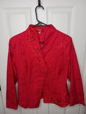 Boma Red Chinese Women’s Embroidered Long Sleeve Jacket Coat Top Elegant 2x