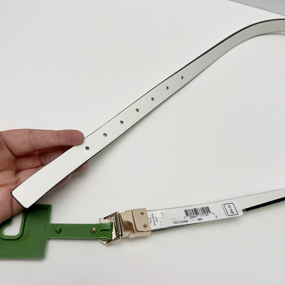 Cinturón reversible Kate Spade New York estampado limón cuero blanco pequeño NUEVO Foto 4 de 4