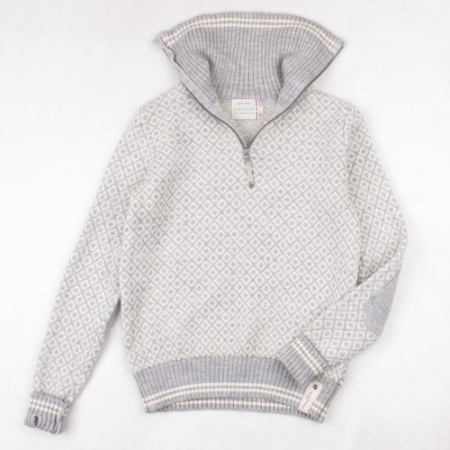 DEVOLD Slogen Zip Neck Maglione Pullover Donna Grigio Fair Isle Jmper XS Lana - Foto 11 di 24