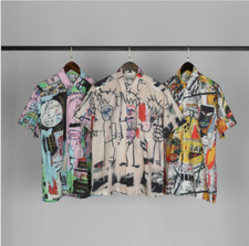 Camisa WACKO MARIA X BASQUIAT graffiti hawaiana japonesa graffiti manga corta