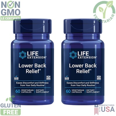 Lower Back Relief Life Extension Vegetarian Chaste Tree Vitex Ginger 2X 60Caps