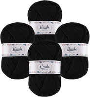 4Er* 50G/Ball, Wolle Zum HäKeln Super Weiche 100% Acryl Garn, HäKelwolle Schwarz