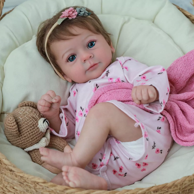 STELLARS 18" Reborn Baby Doll - Realistic Lifelike Vinyl/Silicone Newborn, Weighted, With Clothes & Accessories (Alice, Pink)