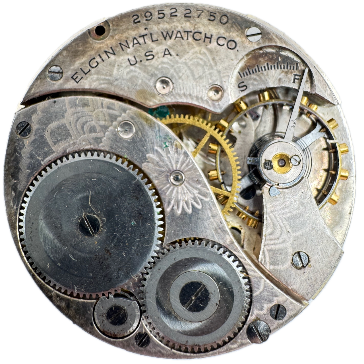 1927 Elgin 7 Jewel Mechanical Pocket Watch Movement 303 USA Vintage 12s