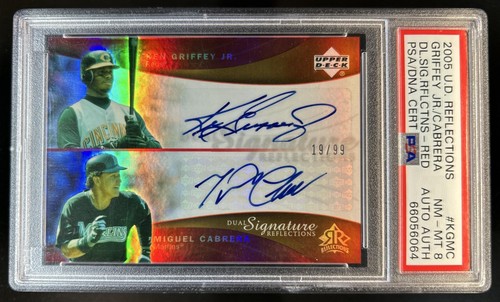 2005 Upper Deck Reflections Ken Griffey Jr. Miguel Cabrera Auto #/99 PSA 8 Auth