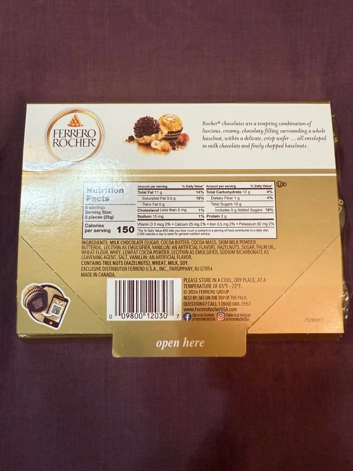 FERRERO ROCHER CHOCOLATE/AVELLANA Caramelos GRAN REGALO DE NAVIDAD/REVESTIMIENTO Foto 4 de 4