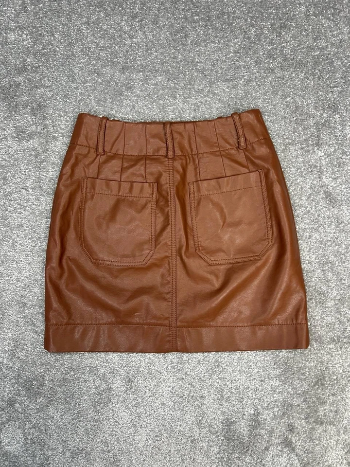 Minifalda informal de cuero vegano Maeve By Anthropologie para mujer XXS marrón línea A Foto 2 de 4