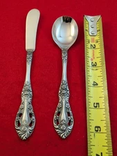 Unknown Mfg UNF73 Stainless Steel Japan Roses Butter Spreader & Sugar Spoon