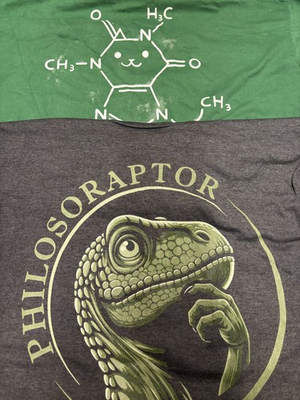 #ad Two Woot Medium Shirts Cat Caffeine and Raptor Philosopher $20.00