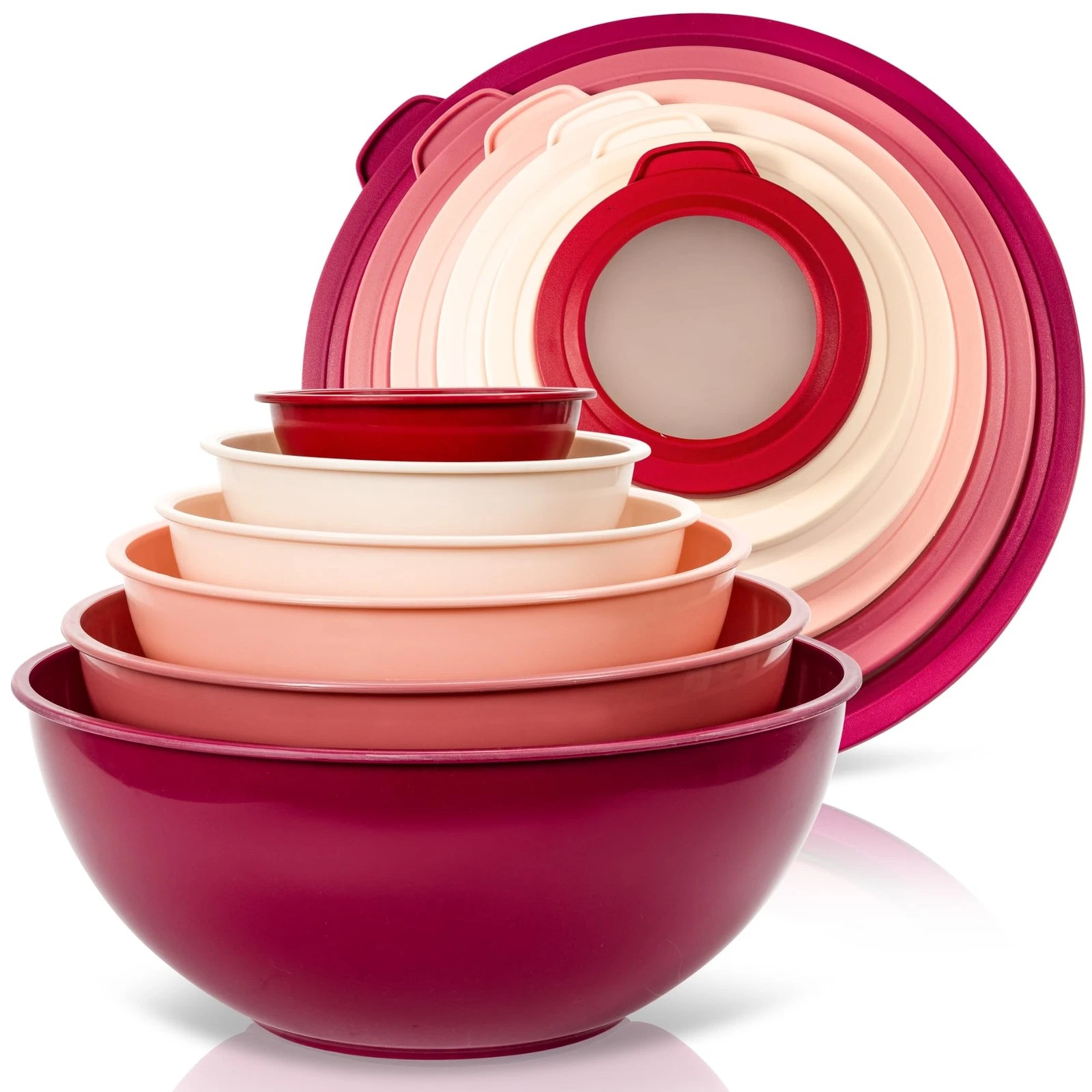 Mixing Bowl Set, 12 Piece Colorful Plastic Mixing Bowls with Lids Set for Foo...