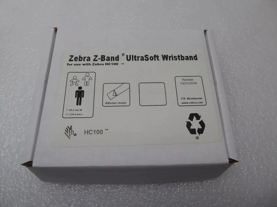 Cartucho de pulsera ultra suave banda Z para adultos 6/Cs Zebra 10015355K 1"x11" 175 blanco Foto 2 de 3