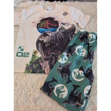 Kids Dinosaur Pajama Set - Teal  White T-Rex Sleepwear