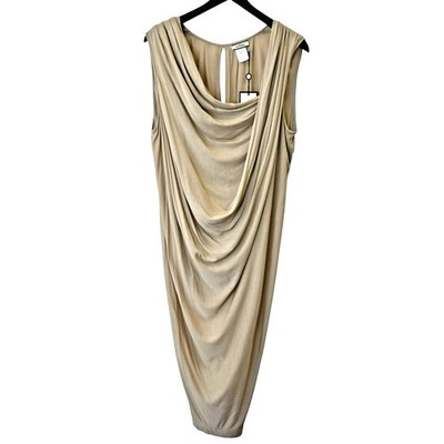 Malene Birger Pale Khaki Jyta Draped Sleeveless Dress Size S