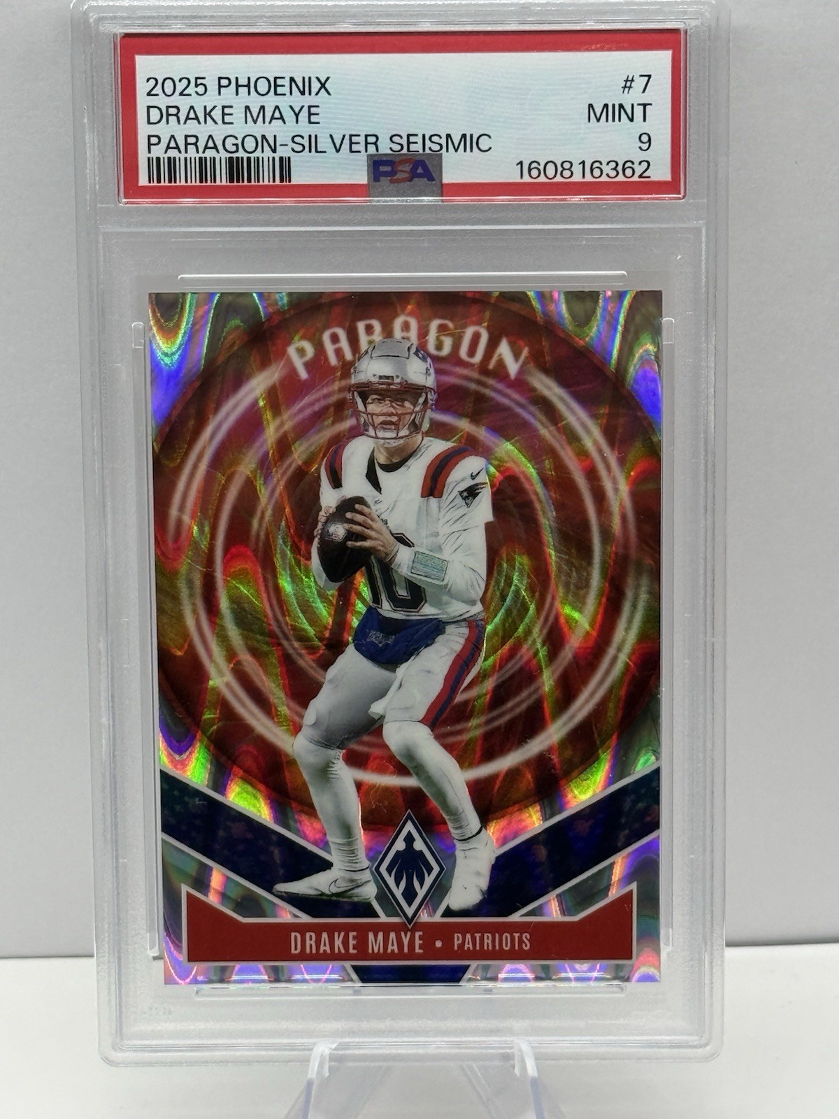 2025 PANINI PHOENIX PARAGON SILVER SEISMIC #7 DRAKE MAYE /99 PSA 9