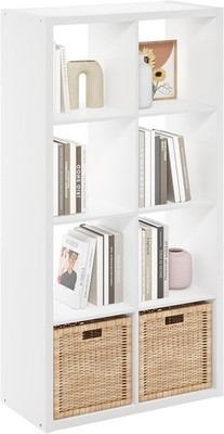 Cubicle Open Back Decorative Cube Storage Organizer 8-Cube White