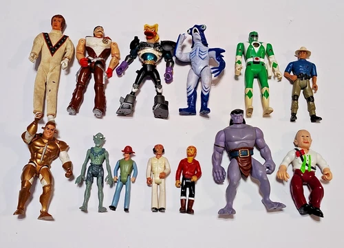 Mixed Lot of 13 Vintage Action Figures 1972 - 1996 Power Rangers Evel Dick Tracy