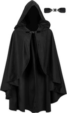 Medieval Cloak with Hood Halloween Renaissance Hooded Short Cape for Men and Wom