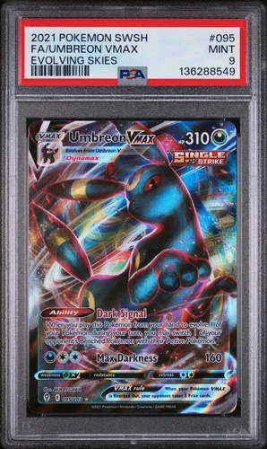 2021 POKEMON SWORD & SHIELD EVOLVING SKIES #095 FULL ART/UMBREON VMAX PSA 9