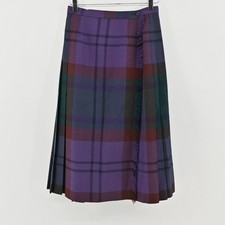 Vtg Highland Queen Wool Plaid Kilt Skirt Womens Size 10 Purple Tartan Pleated