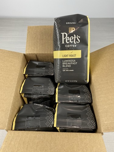 Peet's Light Roast Ground Coffee Luminosa Breakfast Blend 10.5oz 6 Bags
