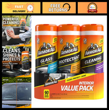 Car Interior Cleaning Value Pack, 90 Count - Glass Cleaner, Wipes  Protectant