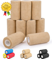 9 Pack 4" x 5 Yards Self Adhesive Cohesive Bandage Wrap Skin Color