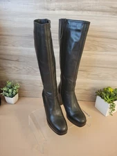 Coach and Four Women's Arno Platform Boot Size 7.5, Black Leather 