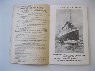Titanic/Olympic Advertising Baltic 2nd Class Pass List 3/25/1911