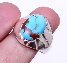 Turquoise - Tibetan 925 Sterling Silver Turkish Ring s.8.5 R7877-42