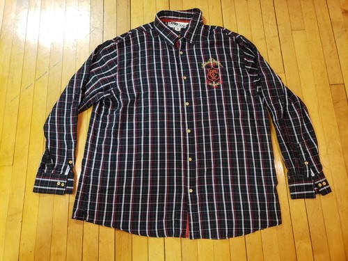 Vintage Pelle Pelle Mens 4XL Milano Industrial Long Sleeve Shirt Embroidered