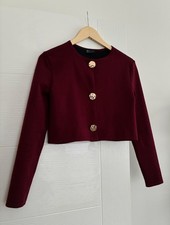 ASOS DESIGN Burgundy Sructured Crop Cardigan XS