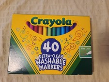Crayola Ultra-Clean Washable Classic Markers, Fine Point, Classic Colors, 40/Set