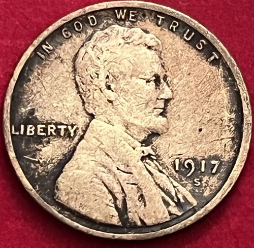 1917-S Lincoln Wheat Cent Semi-Key Date Good Condition BN58