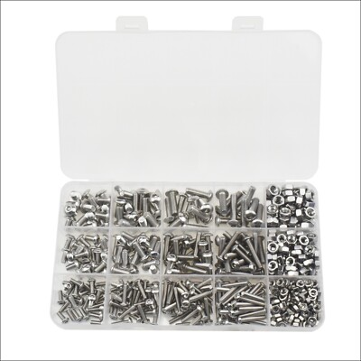 US 500pcs Stainless Steel Hex Socket Cap Head Bolts Screws Nuts M3 M4 M5 304 Kit