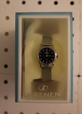 Grenen Denmark Ladies Crystal Black Stainless Steel Wristwatch - metal Band