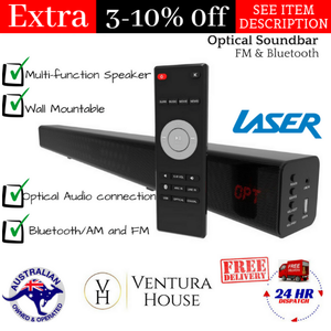 laser optical soundbar with fm & bluetooth