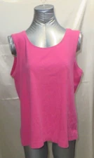 White Stage Tee Tank Top Size XL (16/18) Crew Neck Fuchsia