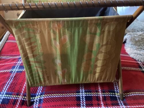 Knitting Sewing Caddy Basket Yarn Bag Folding Wood Frameyellow and green leaf de - Picture 3 of 7
